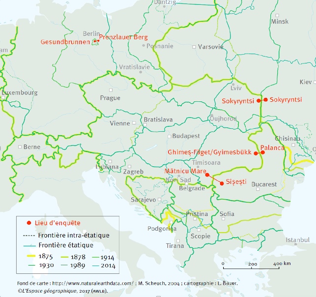 Text Box: Fig. 3. Frontiere fantomă în Europa Centrală și de Est
Sursa: von Hirschhausen, 2017 (voi reface harta pe cont propriu)
◦
Phantom borders in Central and Eastern Europe
Source:  von Hirschhausen, 2017
